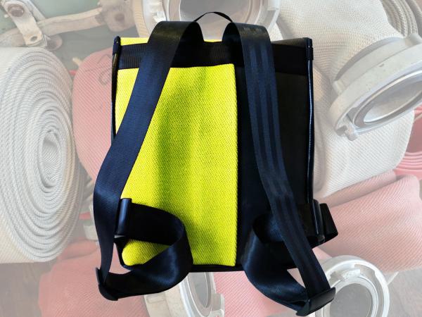 Backpack made from yellow fire hose
